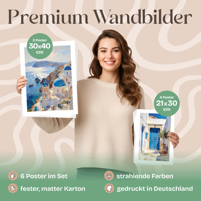 Poster Set Abstract Greece Bilderwand Wandbilder Santorini ARTFAVES
