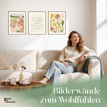 Poster Set Abstract Green Art Trio Bilderwand Wandbilder Abstrakte-Kunst ARTFAVES