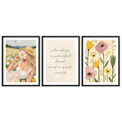 Poster Set Abstract Green Art Trio I mehrteilige Bilderwand I Wandbilder Abstrakte-Kunst
