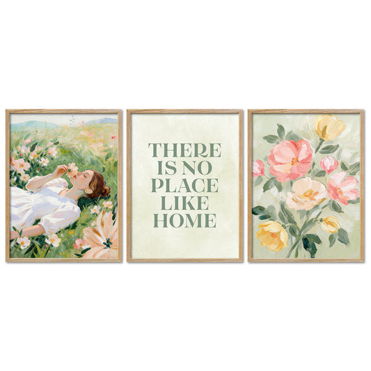 Poster Set Abstract Green Art Trio Bilderwand Wandbilder Abstrakte-Kunst ARTFAVES