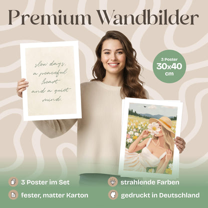 Poster Set Abstract Green Art Trio Bilderwand Wandbilder Abstrakte-Kunst ARTFAVES