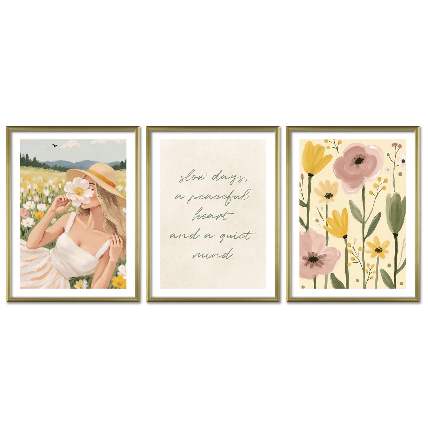 Poster Set Abstract Green Art Trio I mehrteilige Bilderwand I Wandbilder Abstrakte-Kunst
