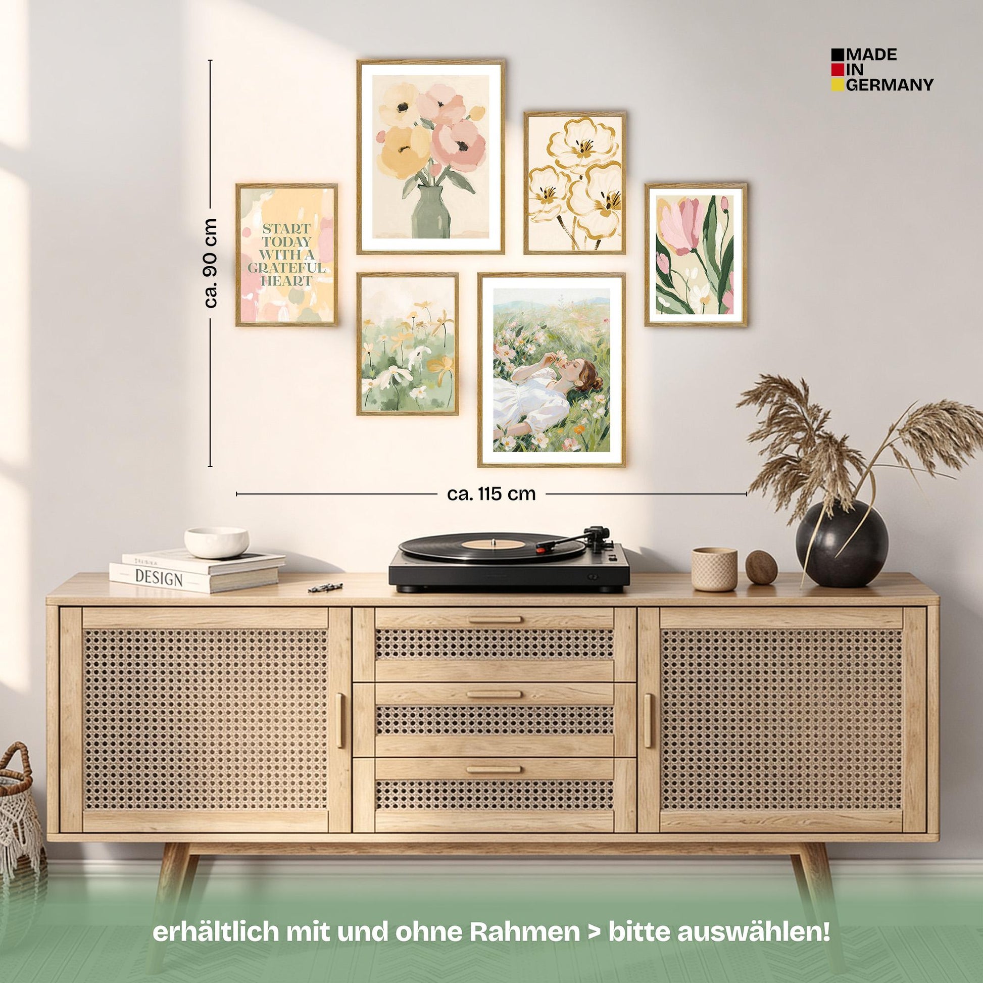 Poster Set Abstract Green Art Bilderwand Wandbilder Abstrakte-Kunst ARTFAVES