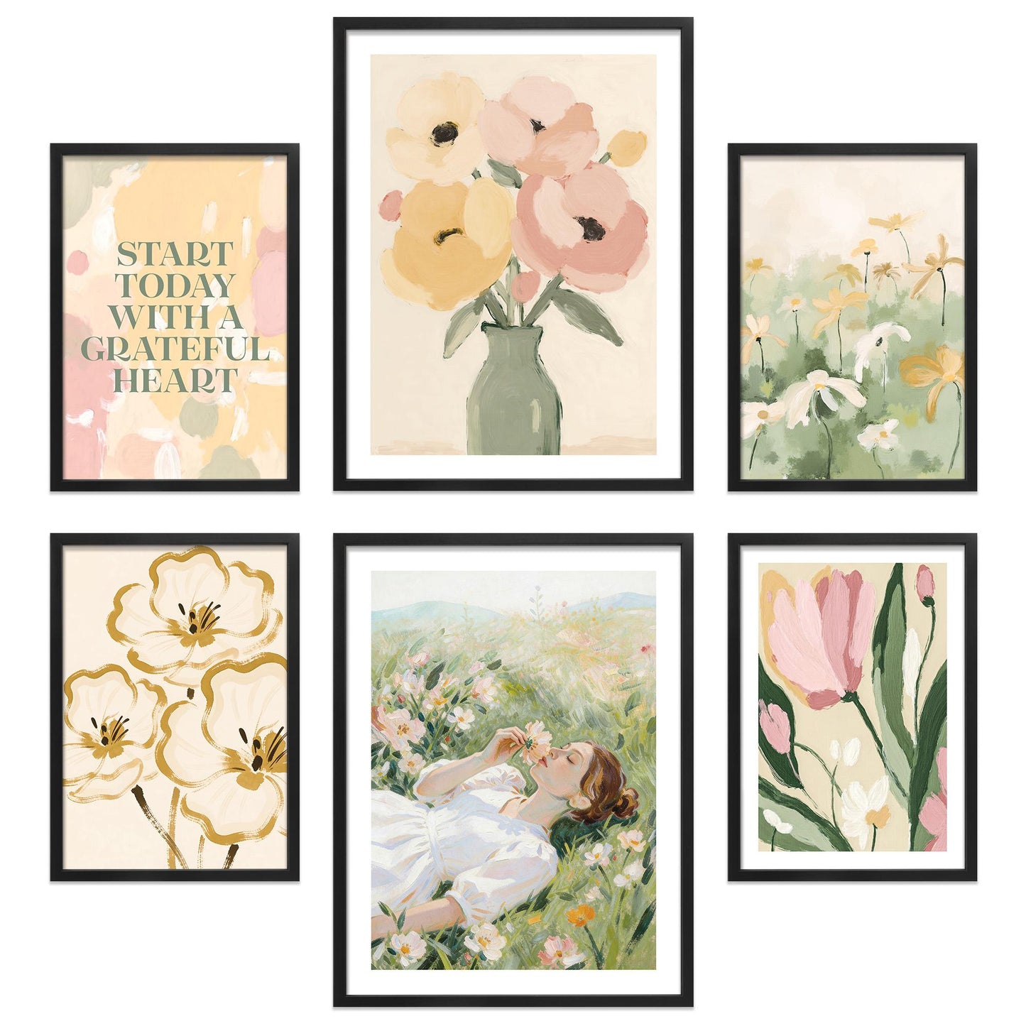 Poster Set Abstract Green Art I mehrteilige Bilderwand I Wandbilder Abstrakte-Kunst