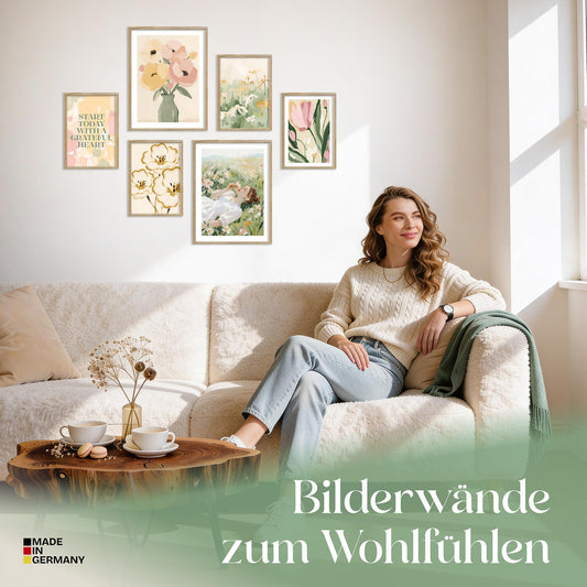 Poster Set Abstract Green Art Bilderwand Wandbilder Abstrakte-Kunst ARTFAVES