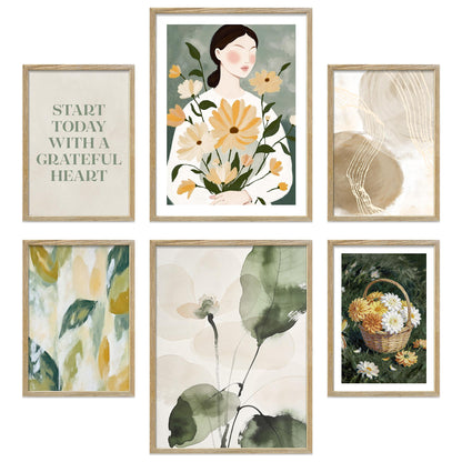 Poster Set Abstract Green Elegance I mehrteilige Bilderwand I Wandbilder Abstrakte-Kunst
