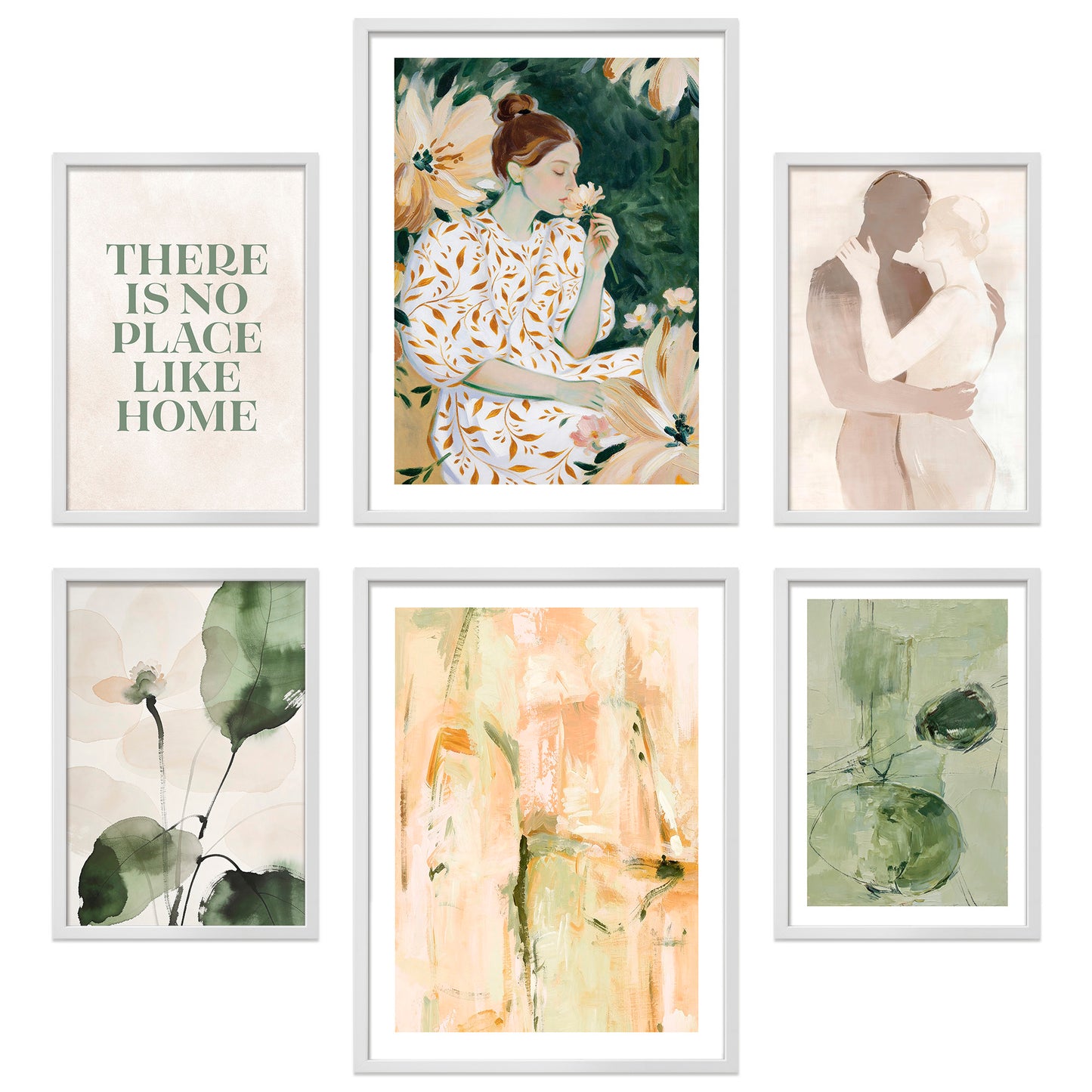 Poster Set Abstract Green Elegance I mehrteilige Bilderwand I Wandbilder Abstrakte-Kunst