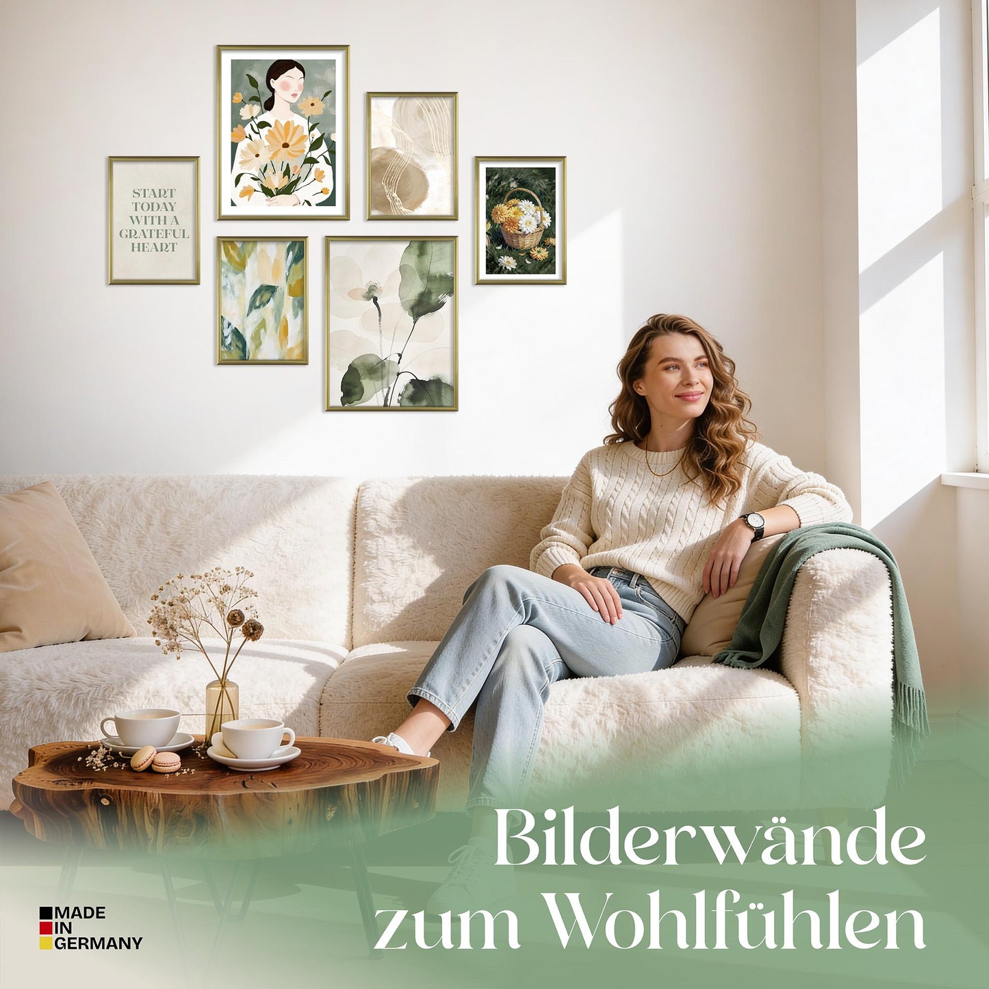 Poster Set Abstract Green Elegance Bilderwand Wandbilder Abstrakte-Kunst ARTFAVES
