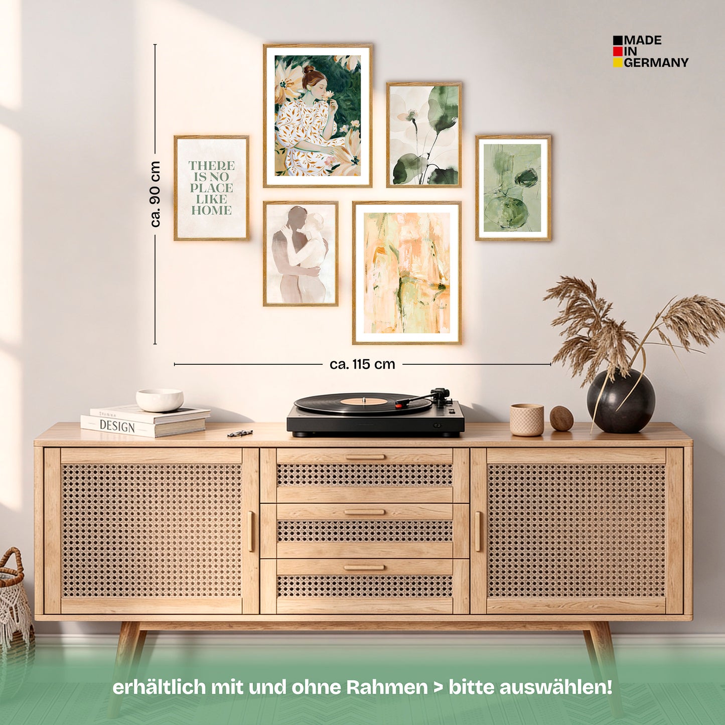 Poster Set Abstract Green Elegance Bilderwand Wandbilder Abstrakte-Kunst ARTFAVES