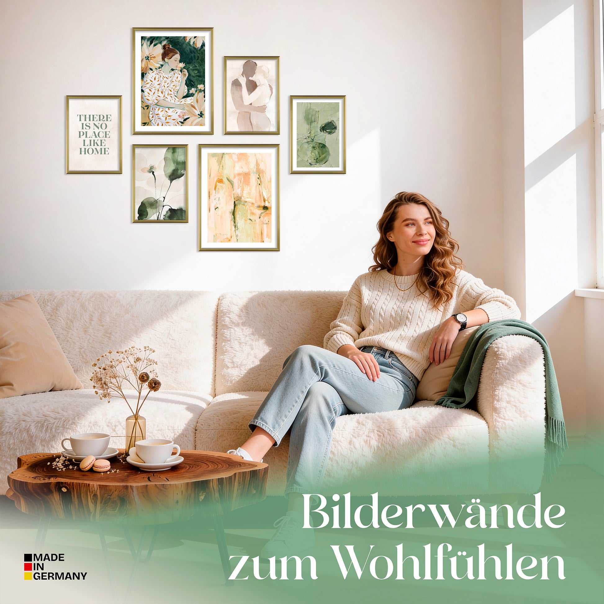 Poster Set Abstract Green Elegance Bilderwand Wandbilder Abstrakte-Kunst ARTFAVES