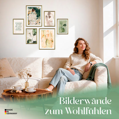 Poster Set Abstract Green Elegance Bilderwand Wandbilder Abstrakte-Kunst ARTFAVES