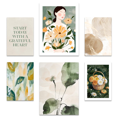 Poster Set Abstract Green Elegance I mehrteilige Bilderwand I Wandbilder Abstrakte-Kunst
