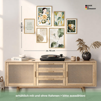 Poster Set Abstract Green Elegance Bilderwand Wandbilder Abstrakte-Kunst ARTFAVES