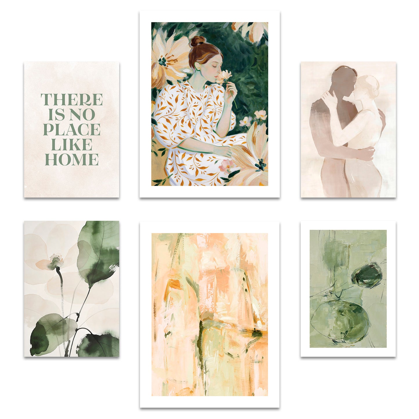 Poster Set Abstract Green Elegance I mehrteilige Bilderwand I Wandbilder Abstrakte-Kunst