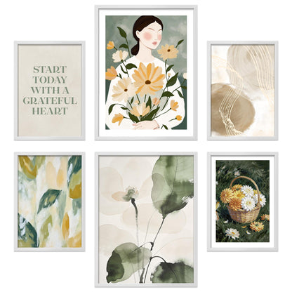 Poster Set Abstract Green Elegance I mehrteilige Bilderwand I Wandbilder Abstrakte-Kunst
