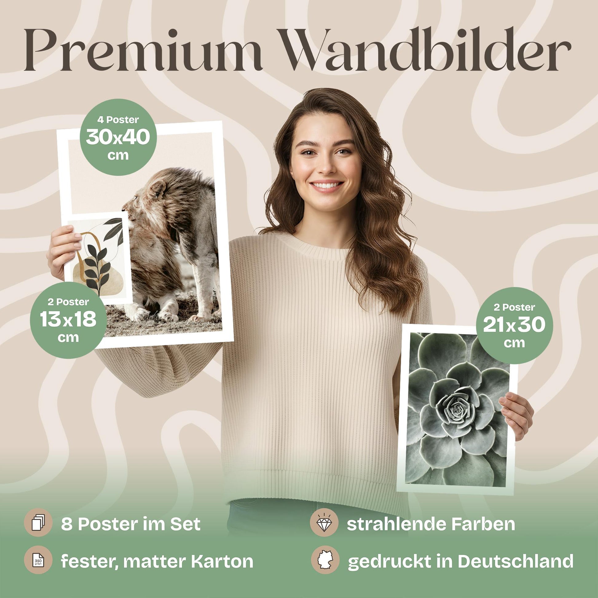 Poster Set Abstract Nature Bilderwand Wandbilder Beige ARTFAVES