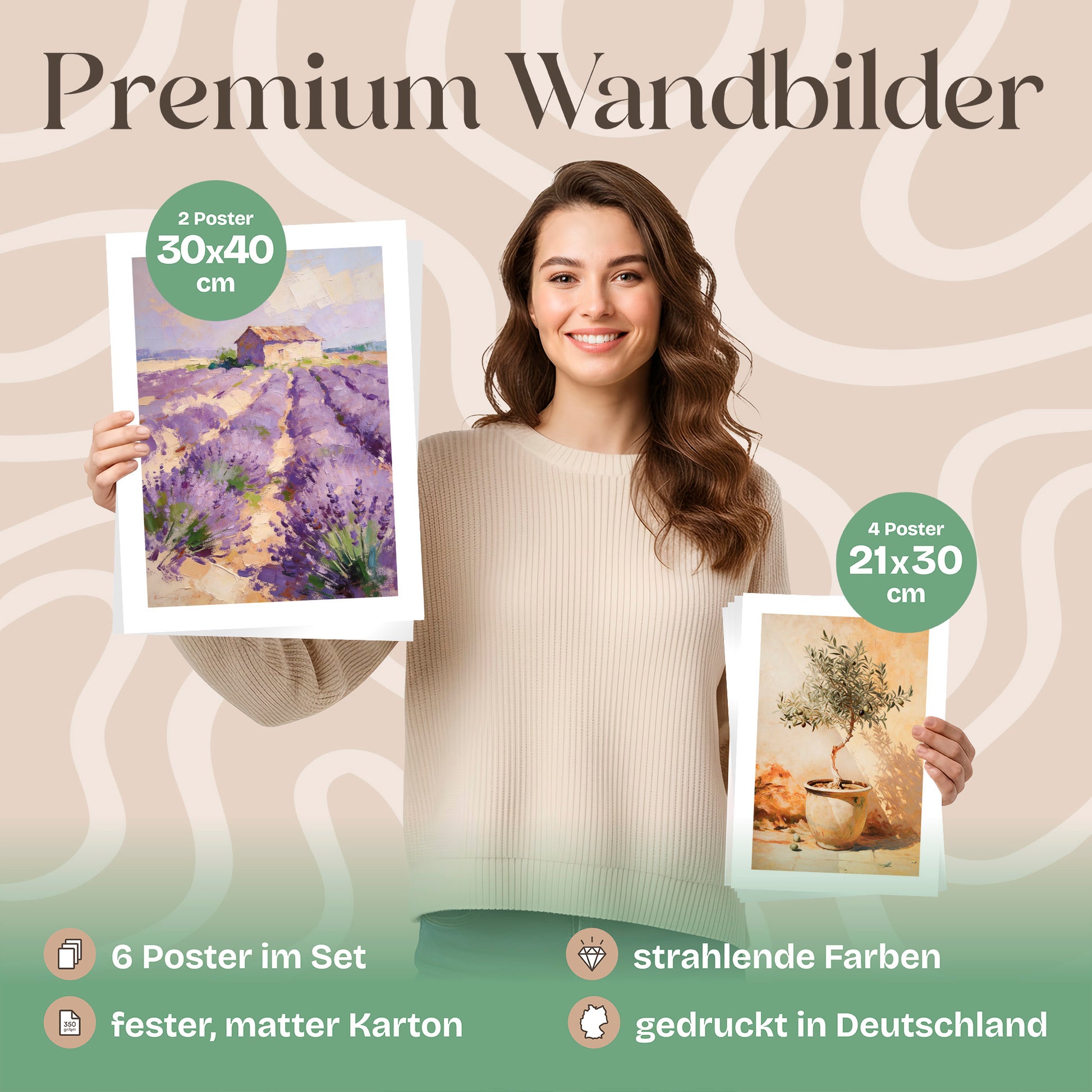 Poster Set Abstract Provence Bilderwand Wandbilder Provence ARTFAVES