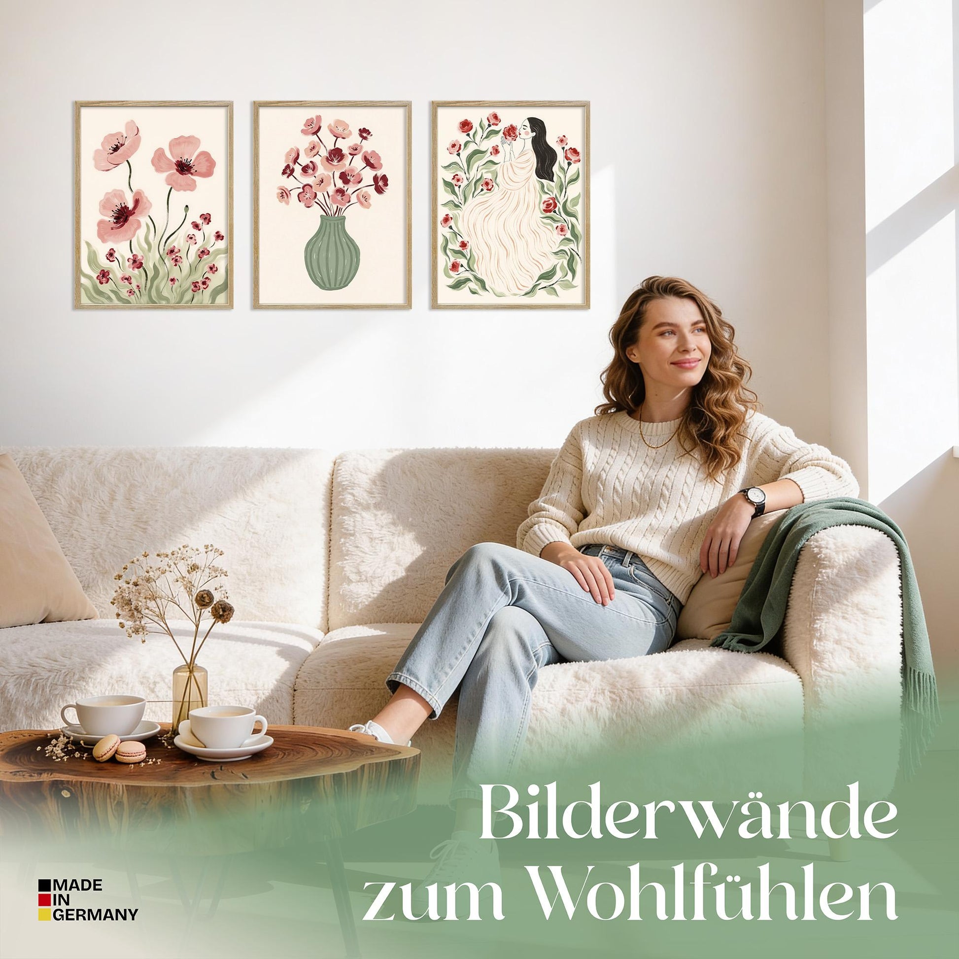 Poster Set Abstract Red Elegance Trio Bilderwand Wandbilder Abstrakte-Kunst ARTFAVES