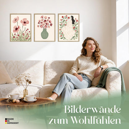 Poster Set Abstract Red Elegance Trio Bilderwand Wandbilder Abstrakte-Kunst ARTFAVES