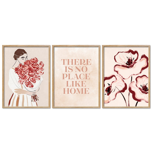Poster Set Abstract Red Elegance Trio Bilderwand Wandbilder Abstrakte-Kunst ARTFAVES
