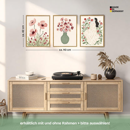 Poster Set Abstract Red Elegance Trio Bilderwand Wandbilder Abstrakte-Kunst ARTFAVES