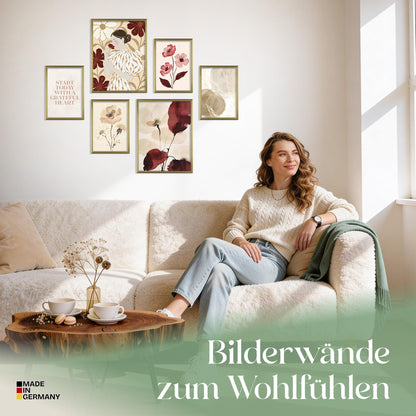 Poster Set Abstract Red Elegance Bilderwand Wandbilder Abstrakte-Kunst ARTFAVES