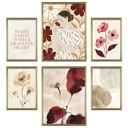Poster Set Abstract Red Elegance Bilderwand Wandbilder Abstrakte-Kunst ARTFAVES