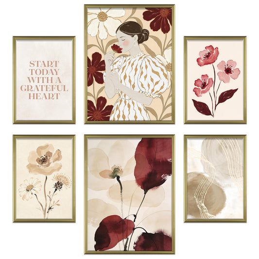 Poster Set Abstract Red Elegance Bilderwand Wandbilder Abstrakte-Kunst ARTFAVES