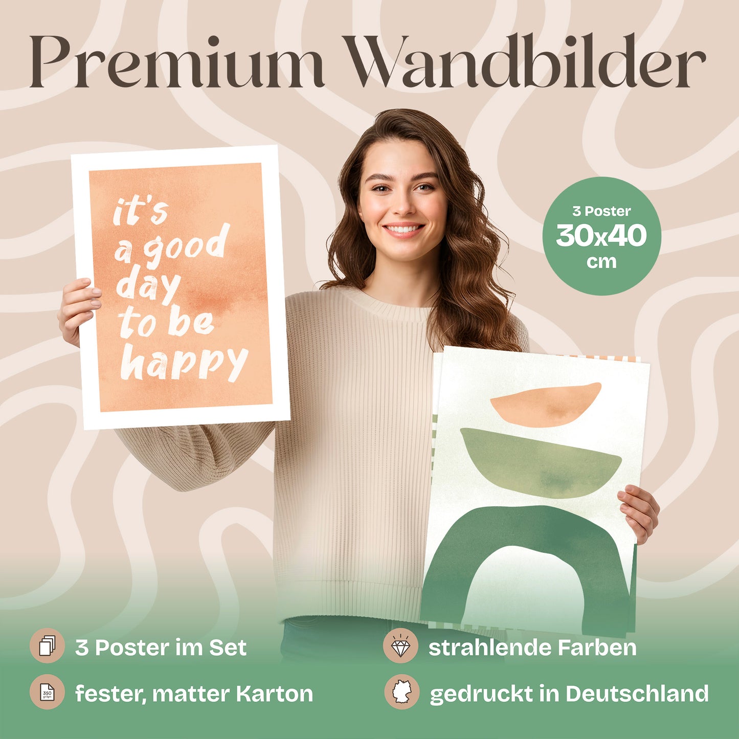 Poster Set Abstract Spring Trio Bilderwand Wandbilder Fruehling ARTFAVES