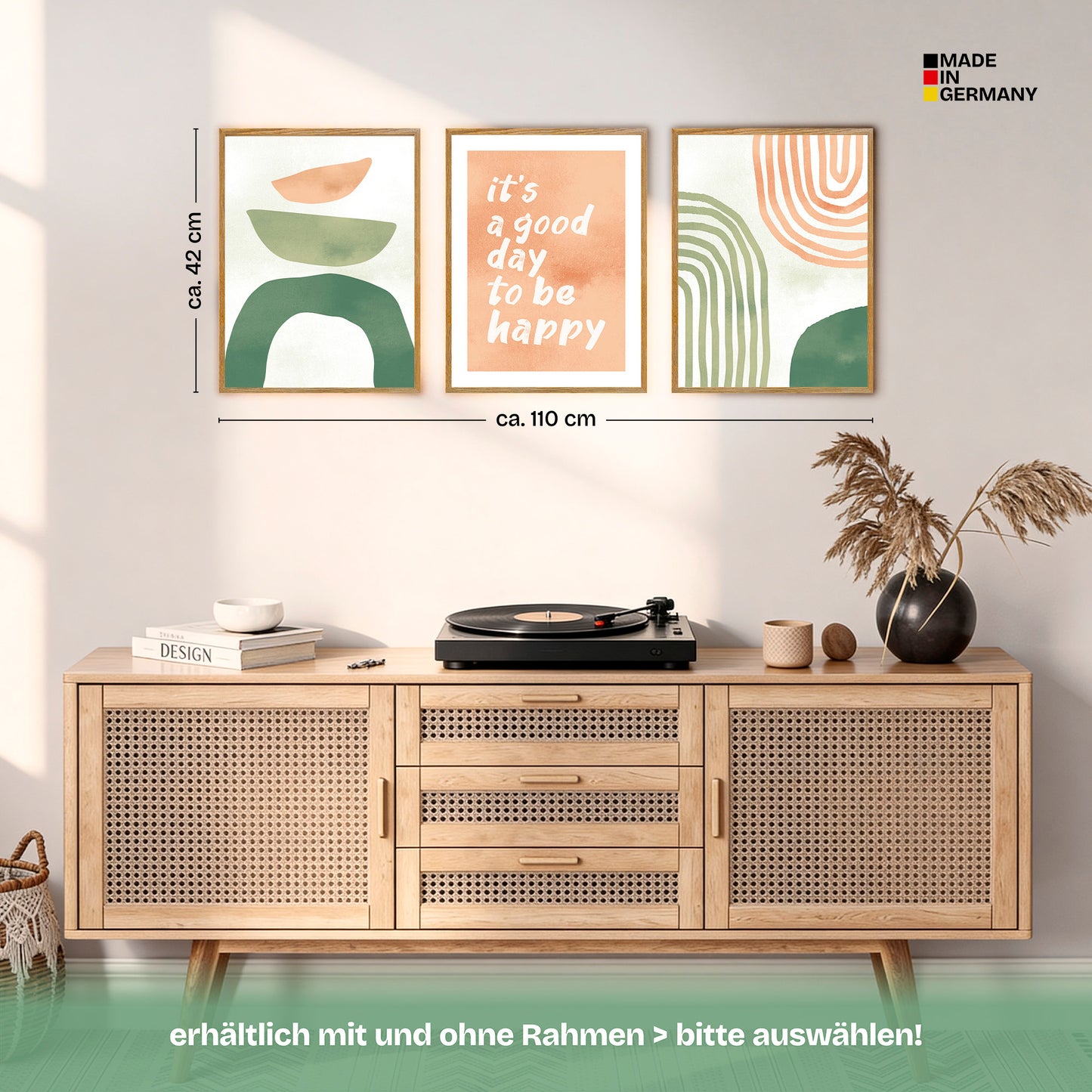 Poster Set Abstract Spring Trio Bilderwand Wandbilder Fruehling ARTFAVES