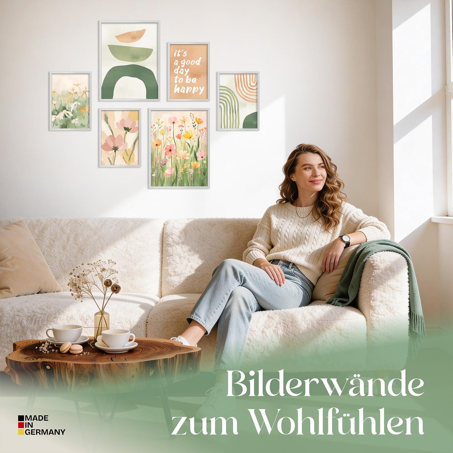 Poster Set Abstract Spring Bilderwand Wandbilder Fruehling ARTFAVES