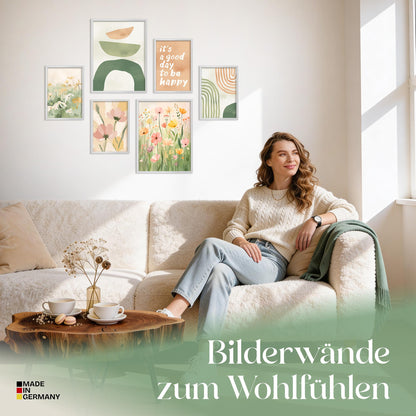 Poster Set Abstract Spring Bilderwand Wandbilder Fruehling ARTFAVES