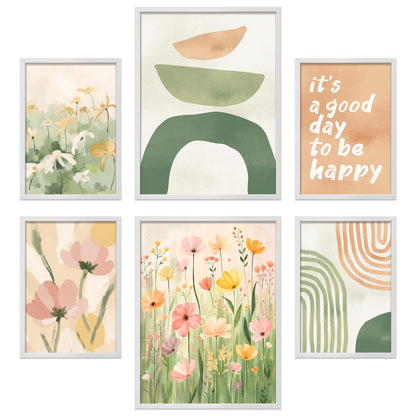 Poster Set Abstract Spring Bilderwand Wandbilder Fruehling ARTFAVES