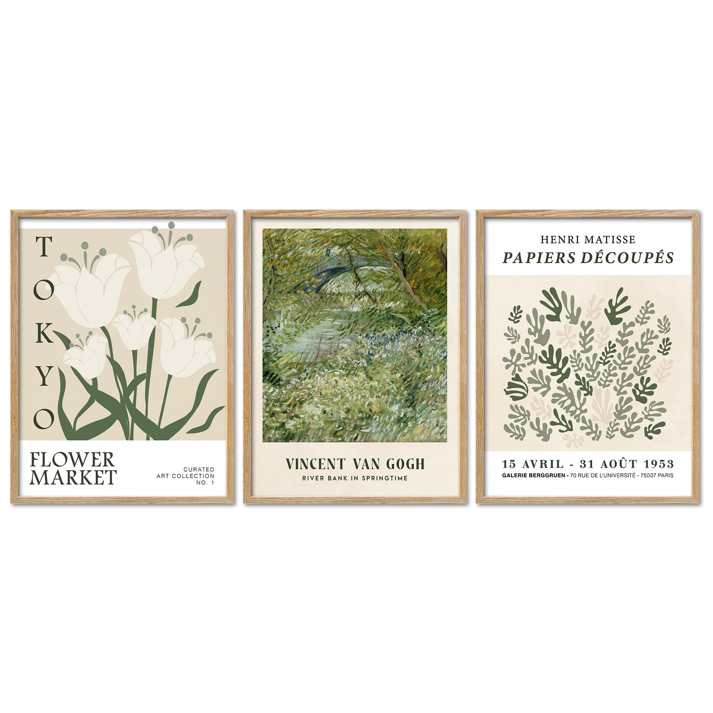 Poster Set Art Galerie Green Botanic Bilderwand Wandbilder Gruen ARTFAVES