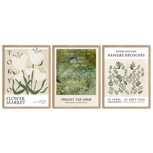 Poster Set Art Galerie Green Botanic Bilderwand Wandbilder Gruen ARTFAVES