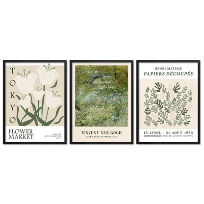 Poster Set Art Galerie Green Botanic I mehrteilige Bilderwand I Wandbilder Gruen