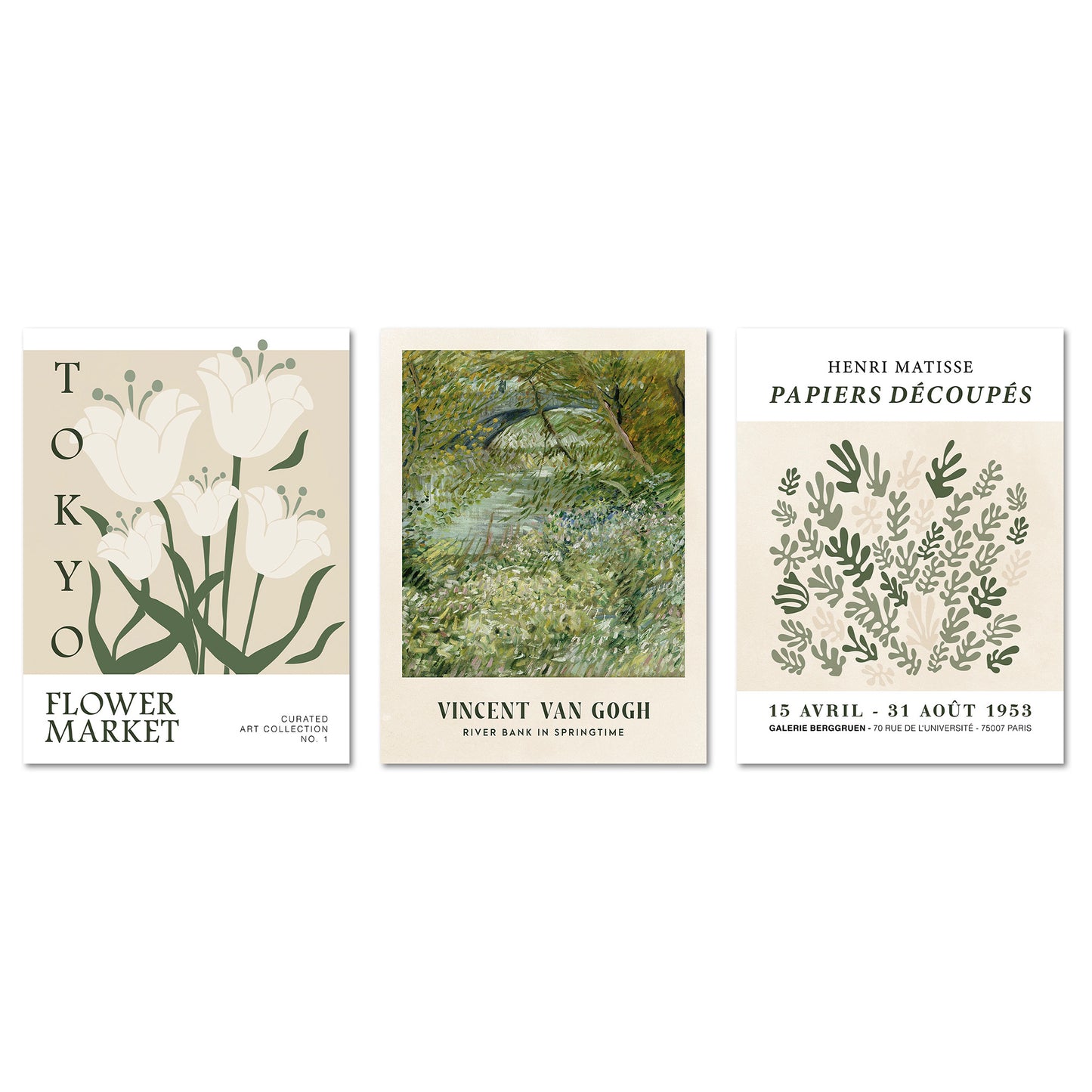 Poster Set Art Galerie Green Botanic I mehrteilige Bilderwand I Wandbilder Gruen