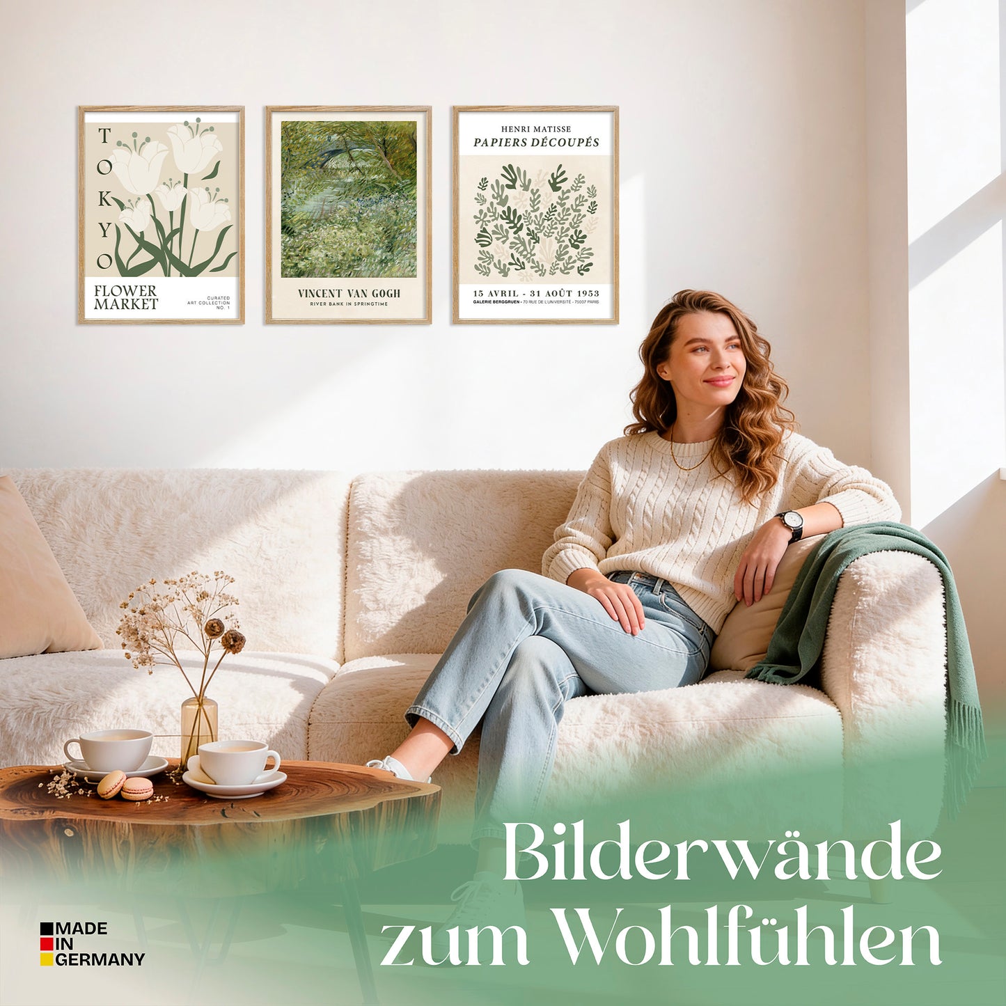 Poster Set Art Galerie Green Botanic Bilderwand Wandbilder Gruen ARTFAVES