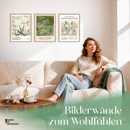 Poster Set Art Galerie Green Botanic Bilderwand Wandbilder Gruen ARTFAVES