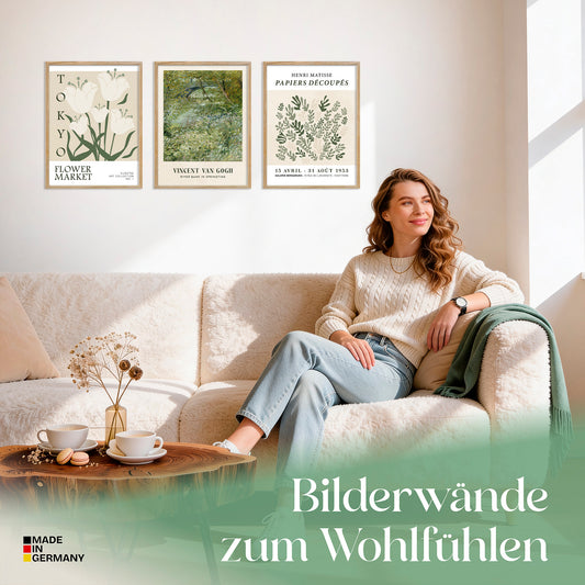 Poster Set Art Galerie Green Botanic Bilderwand Wandbilder Gruen ARTFAVES