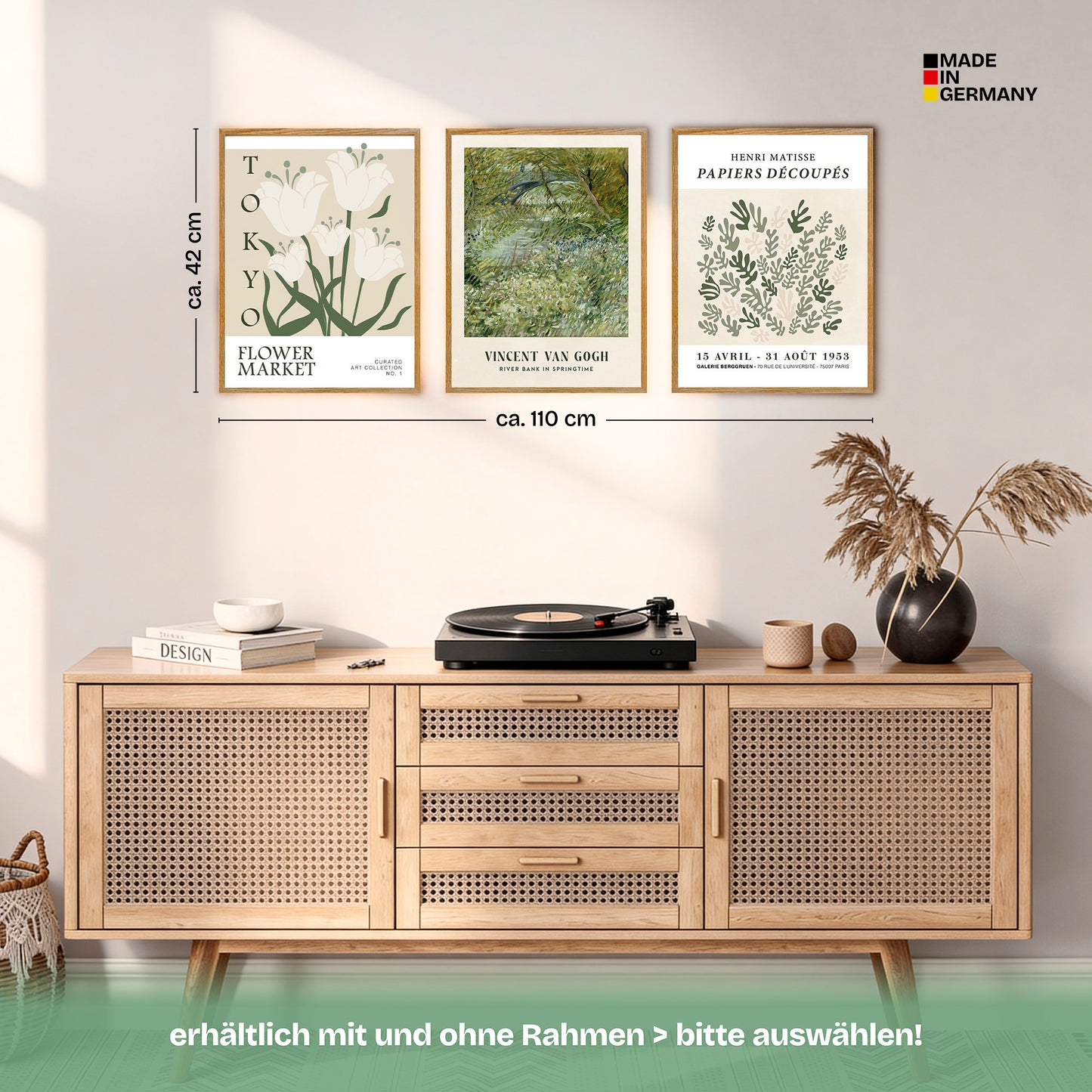 Poster Set Art Galerie Green Botanic Bilderwand Wandbilder Gruen ARTFAVES