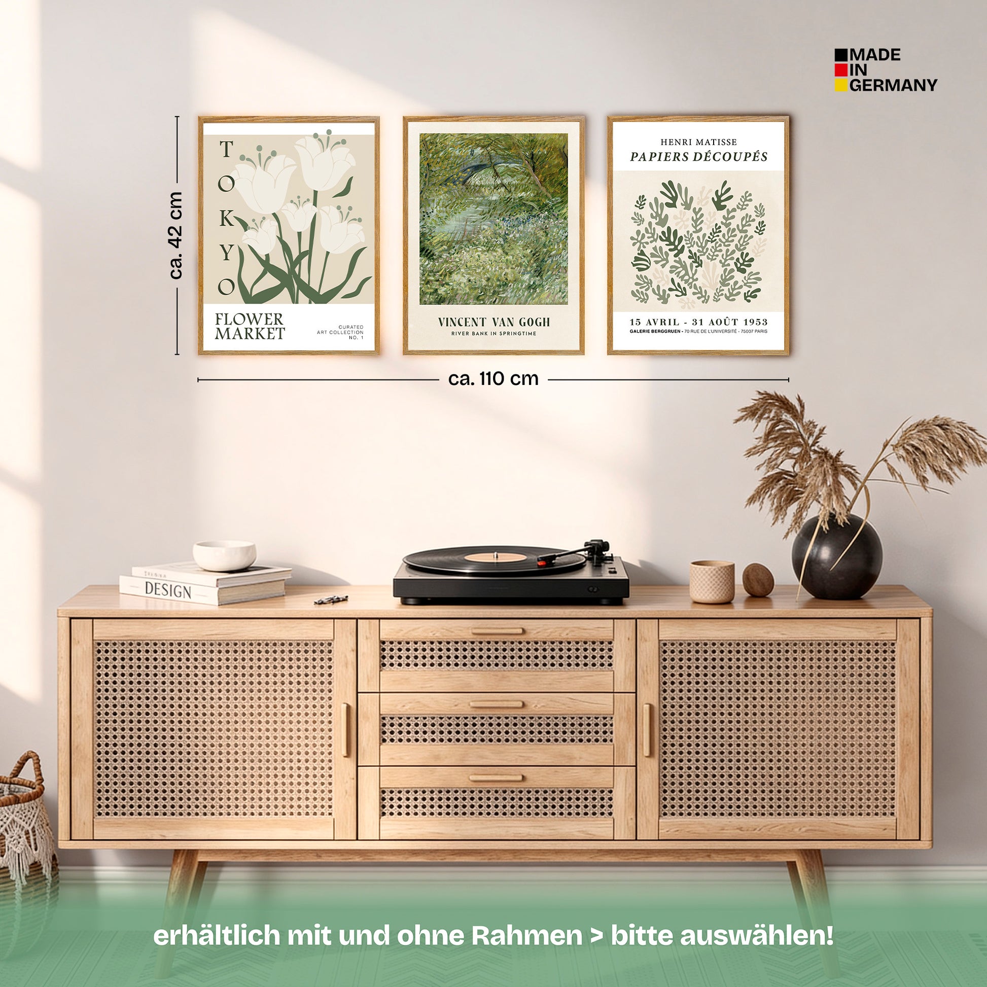 Poster Set Art Galerie Green Botanic Bilderwand Wandbilder Gruen ARTFAVES