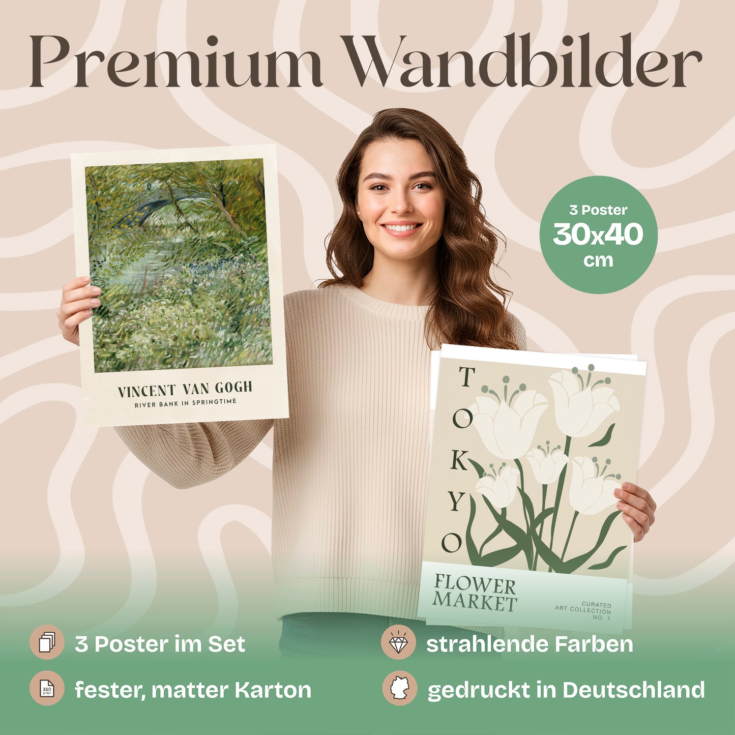 Poster Set Art Galerie Green Botanic Bilderwand Wandbilder Gruen ARTFAVES