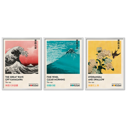 Poster Set Art Galerie Hokusai I mehrteilige Bilderwand I Wandbilder Kanagawa