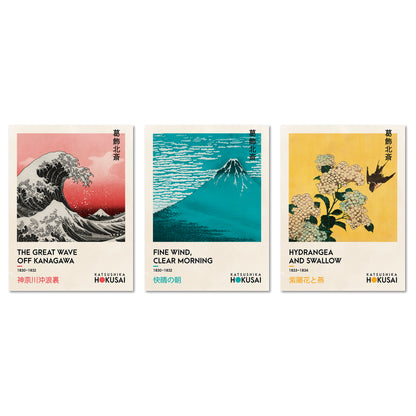 Poster Set Art Galerie Hokusai I mehrteilige Bilderwand I Wandbilder Kanagawa