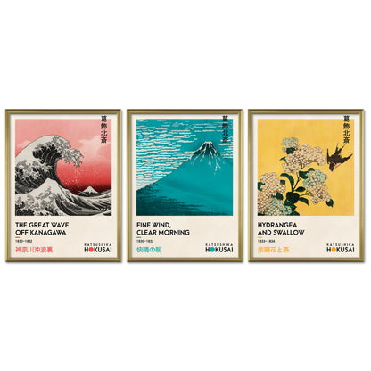 Poster Set Art Galerie Hokusai I mehrteilige Bilderwand I Wandbilder Kanagawa