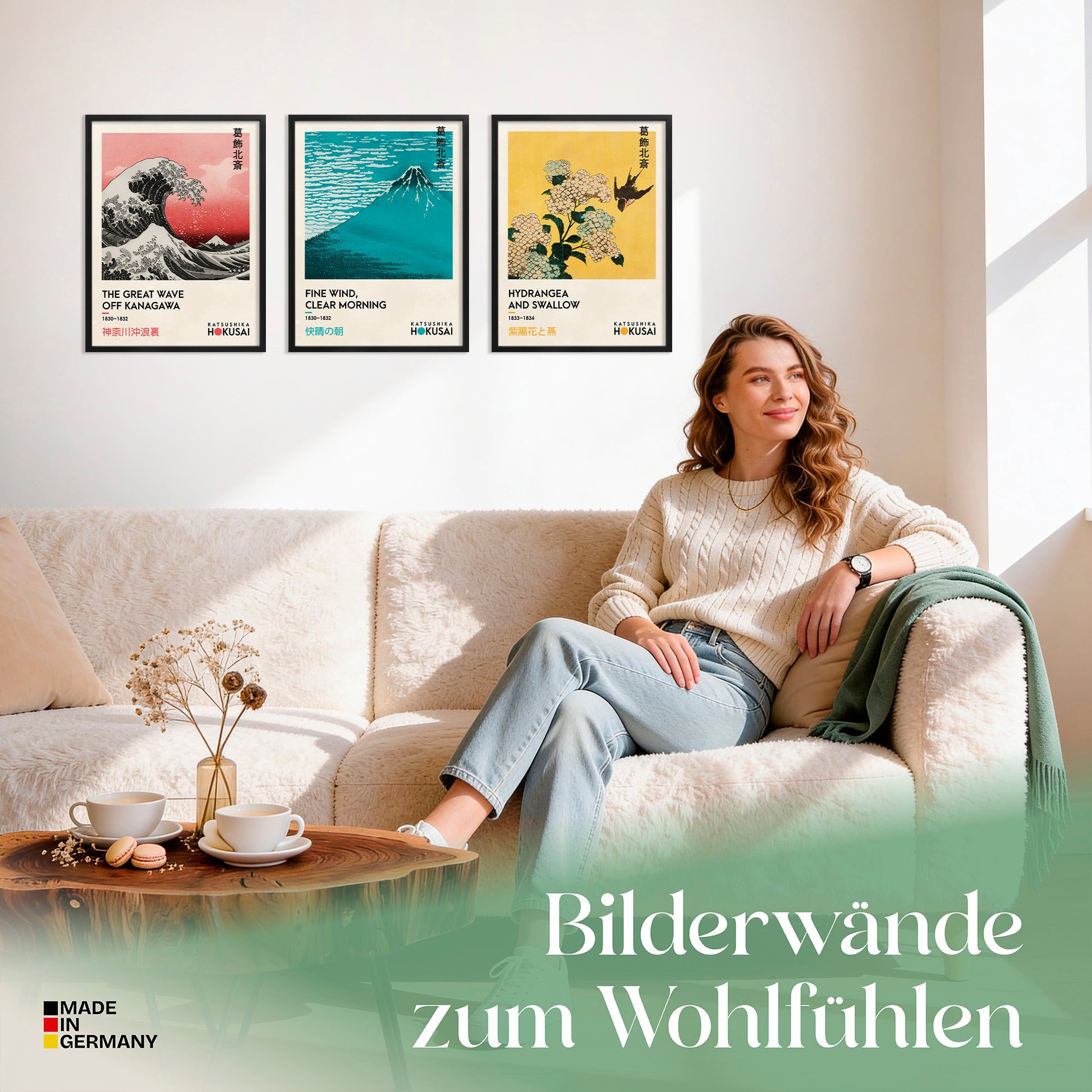 Poster Set Art Galerie Hokusai Bilderwand Wandbilder Kanagawa ARTFAVES