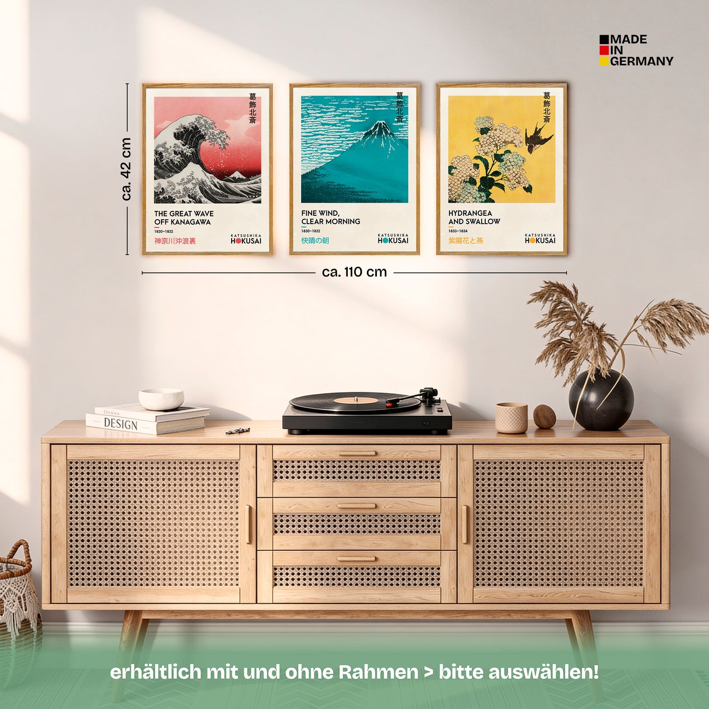 Poster Set Art Galerie Hokusai Bilderwand Wandbilder Kanagawa ARTFAVES