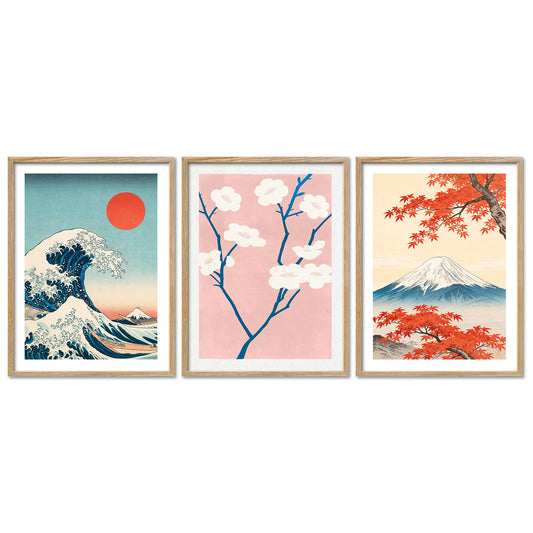 Poster Set Art Gallery Japan Trio Bilderwand Wandbilder Kanagawa ARTFAVES