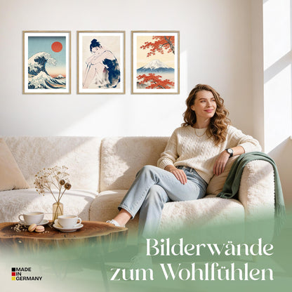 Poster Set Art Gallery Japan Trio Bilderwand Wandbilder Kanagawa ARTFAVES